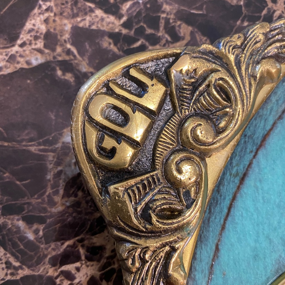 Elegant Gold and Teal Decorative Plate - Picture 3 of 6